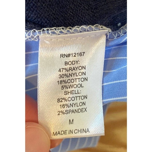 NEW Laurie Felt Side Pleat Mixed Media Sweater Size Medium Women’s Navy - Picture 4 of 9